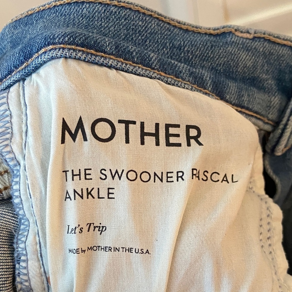 The Swooner Rascal Ankle MOTHER Jeans 26 Let’s Trip High Rise Slim Straight - Picture 3 of 7